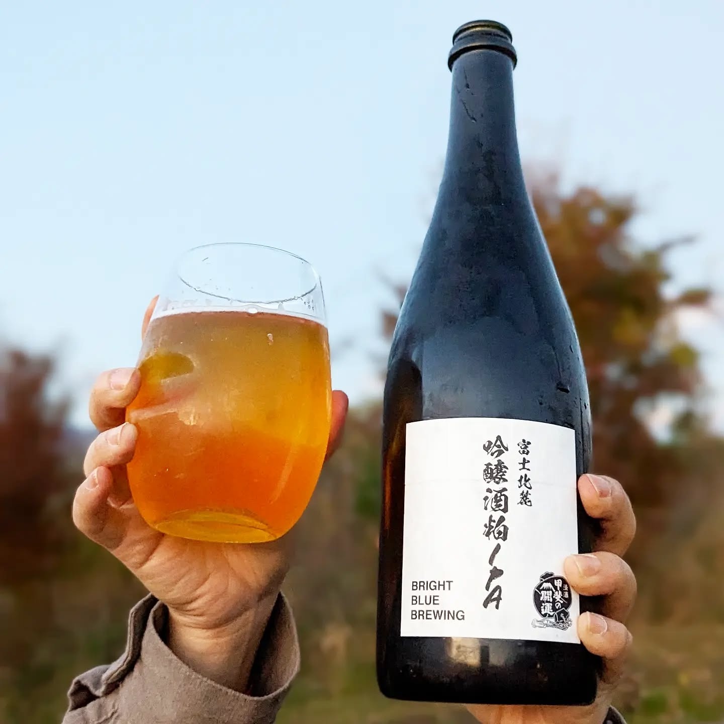 山本ホップが頂いたBRIGHT BLUE BREWINGの「富士北麓 吟醸酒粕IPA」