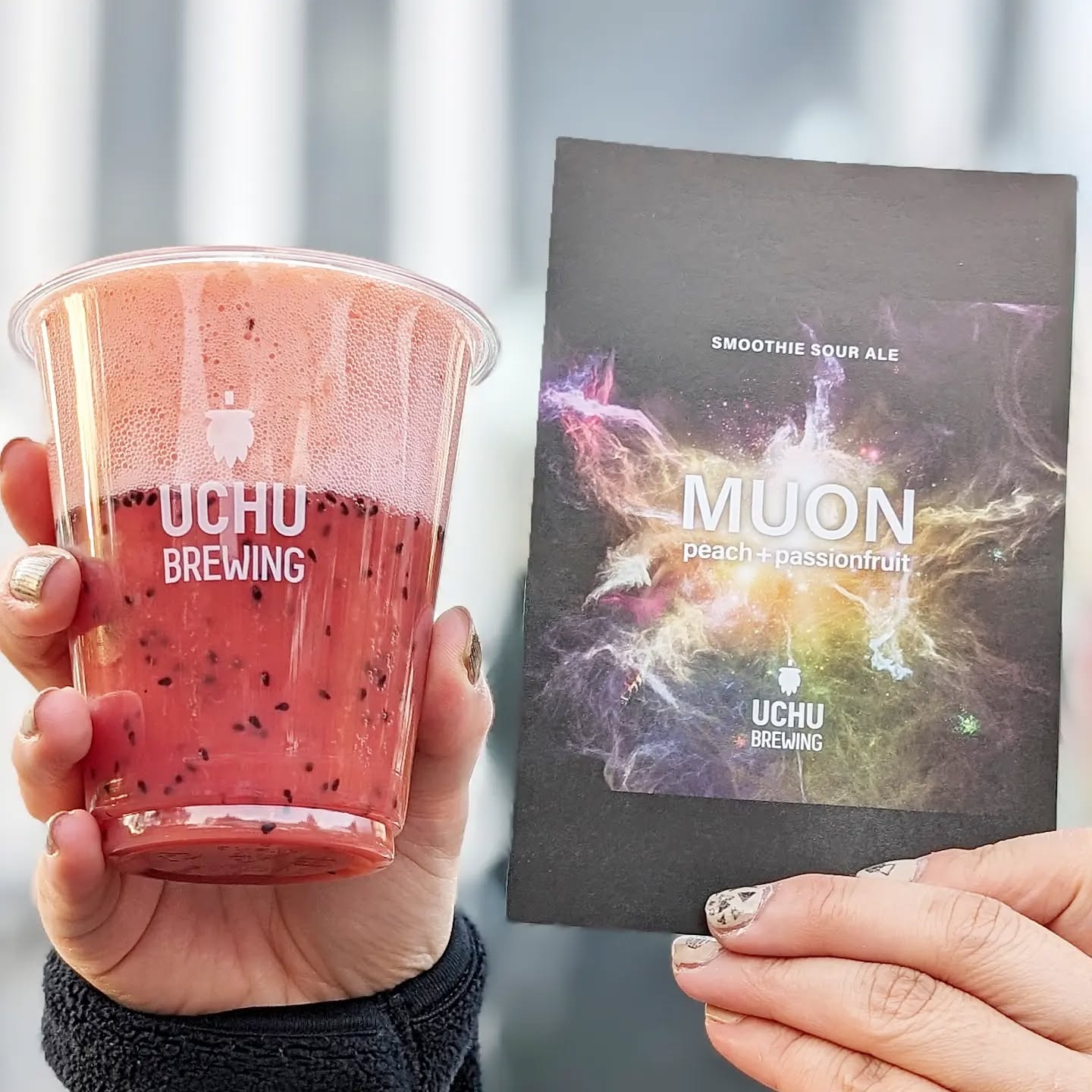 山本ホップが頂いたうちゅうブルーイングの「MUON Peach + Passionfruit」